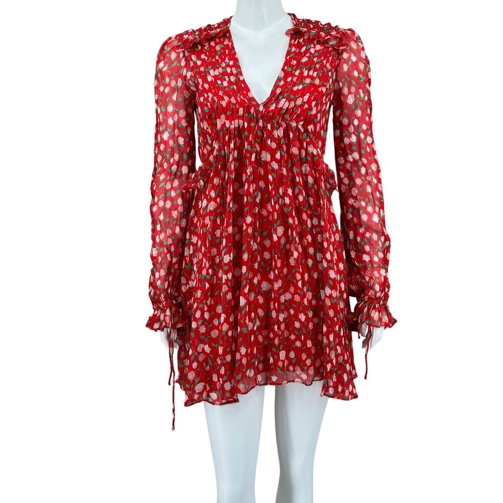 The Kooples Dress Womens‎ 2 Medium Rosa Rosa Mini Red Floral Feminine Boho Retro